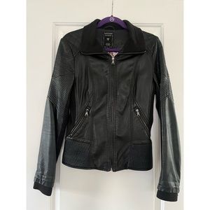 Guess Black Leather Jacket Size S